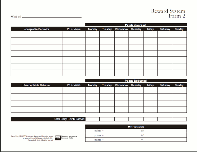 Free Behavior Incentive Charts